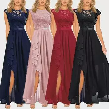 Вечернее платье с высокой талией из кружева в европейском и американском стиле - длинная юбка, популярная в продаже Extra Large вино красного