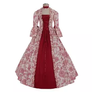 Вечернее платье Temperament Palace с принтом и большими расклешенными рукавами Платье 5XL красный