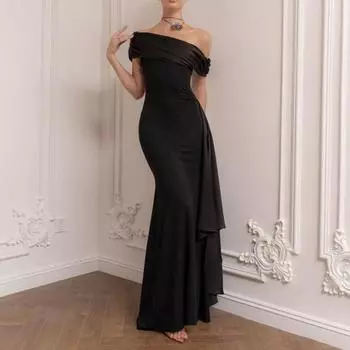 Вечернее платье Yousheng Lady с косым вырезом и открытыми плечами, без рукавов, плиссированное, со шнуровкой и поясом, нестандартный дизайн, облегающее платье для выпускного вечера, летнее платье макси S красный