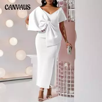 Вечернее платье, женское платье, сексуальное платье с большим бантом и разрезом, посылка, платье на бедрах, платья больших размеров