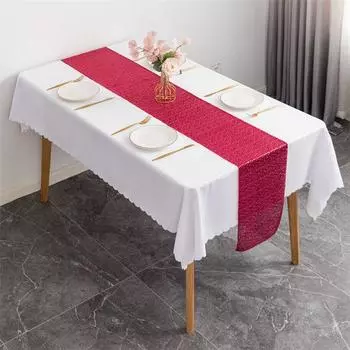 Вечерние блестящие золотые и серебряные украшения для дня рождения, роскошные вышивки, свадебный стол с блестками, ужин в отеле 30x180cm золотой