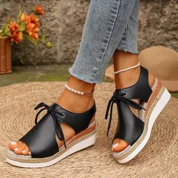 Вечерние босоножки на каблуке «рыбий рот» 36 чёрный