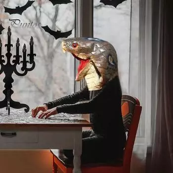 Вечерние костюм кобры, реалистичная маска с головой кобры, Хэллоуин, латексная маска с животными и змеями, косплей, карнавальные товары для вечеринок Snake