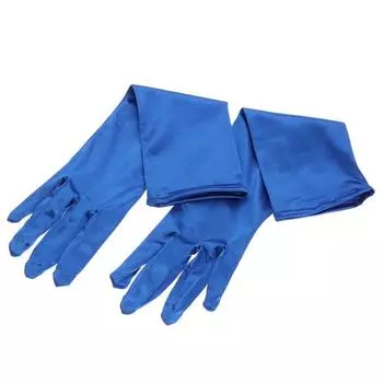 Вечерние локтевые оперные перчатки в стиле флаппер, эластичные атласные перчатки до запястья для выпускного вечера, костюма, длинные перчатки до пальцев синий