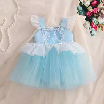 Вечерние платье для восхождения с блестками для маленьких девочек, платье из тюля для дня рождения, платье принцессы для выпускного вечера для детей, одежда на Хэллоуин и Рождество 1-3M синий