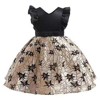 Вечерние платья для маленьких девочек без рукавов с круглым вырезом на свадьбу, день рождения 130