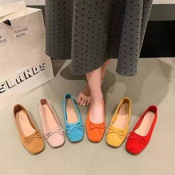 Вечерние туфли с французским бантом Туфли Мэри Джейн женские 2025 ранняя весна новые мягкие одинарные туфли балетки с юбками 35 озеро синий