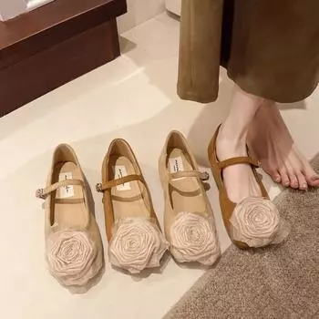 Вечерние туфли Xiaoxiangfeng на плоской подошве, туфли в стиле фей, осенние нежные цветы, новые китайские полуоблегающие женские туфли Mary Jane 35