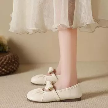 Вечерний бриз нежные одинарные туфли женские новинка 2025 года весна-лето бант одна педаль беременные женщины мягкие плоские туфли Мэри Джейн Дуду 35