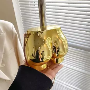 Вечерний клатч Niche Design, роскошная женская сумка из золотого акрила для ужина, забавная дизайнерская сумка через плечо с цепочкой 12x11x7cm золотой