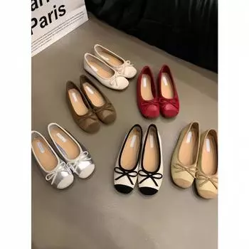 Вечерний ветер нежные бабочки женские туфли балетки французские ретро мягкая подошва серебристые одинарные туфли весенние и летние маленькие ароматные ветры женские туфли 35 красный