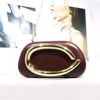 Вечерняя мини-сумочка в стиле ретро: Сумка через плечо с цепочкой и металлическим дизайном коричневый/кофейный