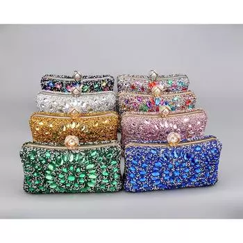 Вечерняя сумка, роскошный дизайнерский клатч с блестящими бриллиантами, золотая ювелирная цепочка на плечо, небольшой кошелек, модная вечерние женская сумка 20x10x6cm