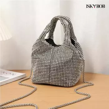 Вечерняя сумка-тоут со стразами и ручкой, кошельки для женщин, блестящая вечеринка, свадебная сумка, дизайнерская женская сумка-ведро, сумка на плечо