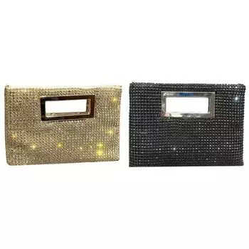 Вечерняя сумочка для женщин с цепочкой на плечо клатч со стразами (Золото)