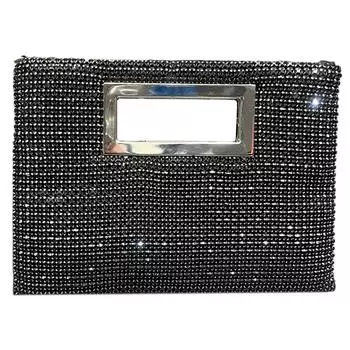 Вечерняя сумочка для женщин с цепочкой на плечо клатч со стразами (Золото)