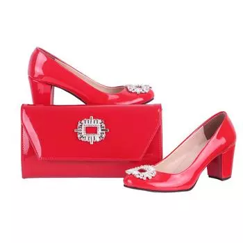 Вечерняя сумочка и комплект обуви для женщин Набор каблуков и сумок Модельные туфли на низком каблуке для женщин с закрытым носком RA-11000