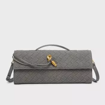 Вечерняя сумочка из матового плетения весна/лето 2025 г. — европейский и американский стиль 31*7*14cm чёрный