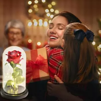 Вечная роза светодиодная лампа искусственные розы цветы консервированная роза в стеклянном колпаке светящаяся роза в стеклянном куполе на годовщину свадьбы синий