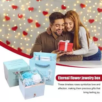 Вечная шкатулка для украшений «Цветок розы» Яркие цвета Мягкая подкладка Кольцо Ожерелье Органайзер Коробка Forever Flowers Rose Подарки на годовщину Дня матери