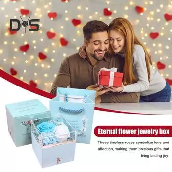 Вечная шкатулка для украшений «Цветок розы» Яркие цвета Мягкая подкладка Кольцо Ожерелье Органайзер Коробка Forever Flowers Rose Подарки на годовщину Дня матери
