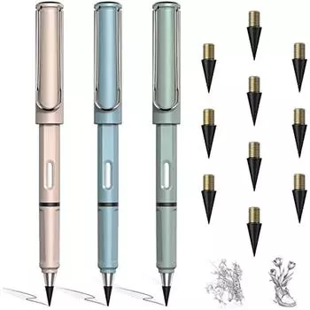 Вечные карандаши, 3 шт., креативные чернила, вечное неограниченное письмо, сменная бесконечная головка карандаша, одноразовый портативный вечный карандаш, многоразовый 20x20x3cm