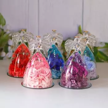 Вечные розы в стеклянном колпаке Angel, настольные консервированные цветы, ангельские консервированные розы, рождественские подарки для мамы, бабушки, жены