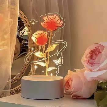Вечный цветок 3D светодиодный ночник Роза ночник USB светодиодная настольная лампа для украшения спальни Рождество День святого Валентина подарок орхидейный