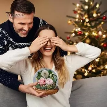 Вечный цветок одуванчика, стеклянная крышка, деревянная основа, консервированный одуванчик, настоящий стеклянный купол бесконечности, жена, подруга, жена, подарок на День Святого Валентина розовый