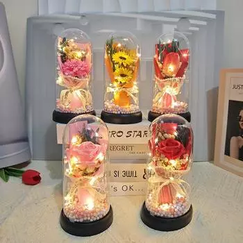 Вечный цветок стеклянный колпак лампа мыло цветок акриловый колпак подарок на день святого валентина для девушки день матери свадьба подарок подружке невесты