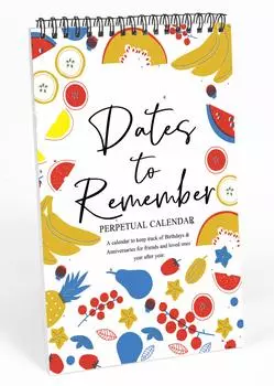 Вечный календарь Inkdotpot Fruits, важные даты для запоминания - ежемесячный и ежедневный журнал 6x9 для особых дней 9 x 6 Inches белый