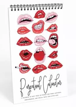 Вечный календарь Inkdotpot Lips, важные даты для запоминания - ежемесячный и ежедневный журнал 6x9 для особых дней 9 x 6 Inches белый