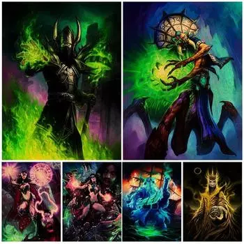 Ведьма дерево и архимаг винтажная настенная живопись на холсте призраки, колдовство, волшебный художественный постер и принты домашний декор без рамы без рамки 21*30cm