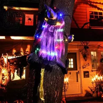 Ведьма Хэллоуин украшения с регулируемыми ремнями большая забавная кукла ведьма Хэллоуин декор реквизит украшения для Colorful Light