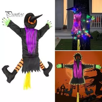 Ведьма Хэллоуин украшения с регулируемыми ремнями большая забавная кукла ведьма Хэллоуин декор реквизит украшения для наружного двора Warm light