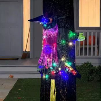 Ведьма Хэллоуин украшения с регулируемыми ремнями большая забавная кукла ведьма Хэллоуин декор реквизит украшения для наружного двора Colorful Light