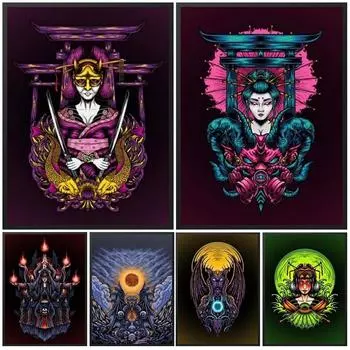 Ведьма Клоун Дьявол Колдовство Череп Плакат Монстр Настенное Искусство Холст Картины Плакаты Настенные Панно Для Гостиной Домашний Декор Без Рамки 21*30cm