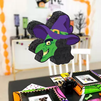 Ведьма Пиньята Хэллоуин Декор Фотореквізит Пустой Органайзер с Палкой Повязкой на Глаза Принадлежности для Вечеринки для