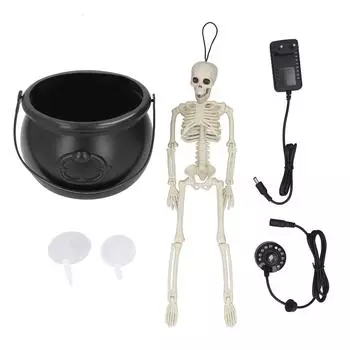 Ведьмин котел со скелетом и светодиодным туманом, создающий жуткую атмосферу в помещении и на открытом воздухе, праздничный декор