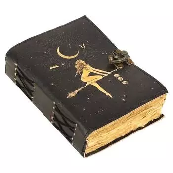 Ведьминский кожаный журнал ручной работы, блокнот с фазами Луны с замком, готический викканский 7 x 5 in