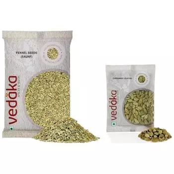 Ведака Кардамон (Элаичи), Маленький, 50 г и бренд Amazon - семена фенхеля Vedaka (Саунф), 200г