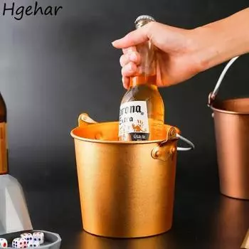 Ведерки для льда из нержавеющей стали с ручкой для бара, переносной охладитель для вина, пива, бокалов, охлаждающий контейнер, креативный золотой охладитель для шампанского, вечеринка