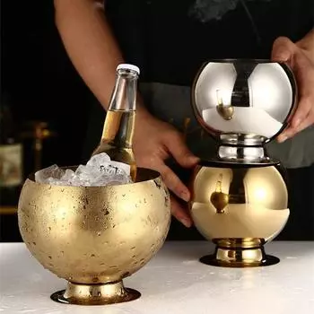 Ведерко для льда из нержавеющей стали в скандинавском стиле, охладитель для вина, пива, бара KTV, ведро с основанием, льдогенератор для вечеринок в ресторане, пивное ведро
