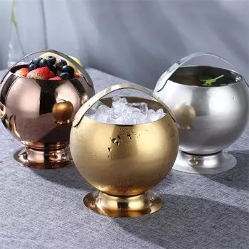 Ведерко для льда из нержавеющей стали KTV, сохраняющее тепло, ледяные гранулы, охладитель для бочек с красным вином и шампанским, креативный бар с маленьким ведром для льда