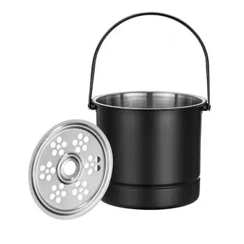 Ведерко для льда Профессиональное утолщенное ведерко для льда из нержавеющей стали с фильтрующей пластиной для коктейль-бара чёрный