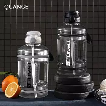 Ведро для бутылки с водой Quange, 2200 мл, портативное, большой емкости, двойная чашка для питья, рот для мужчин и женщин, фитнес, спорт на открытом воздухе чёрный