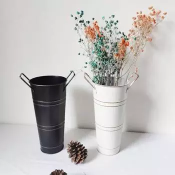 Ведро для цветов с ручкой, нержавеющая, устойчивая к коррозии, декор стола, центральная часть, металлическая ваза для цветов в деревенском доме белый