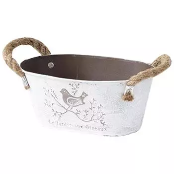 Ведро для цветов Винтажный металлический цветочный горшок Ведро для цветов Железный цветочный горшок Домашняя железная ваза для цветов белый