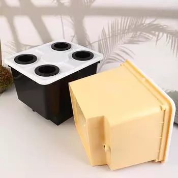 Ведро для гидропонной системы с сифонными коленами, крышка с четырьмя отверстиями, цветочный горшок для выращивания растений без почвы, овощной питомник, фруктовое ведро чёрный