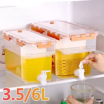 Ведро для холодной воды объемом 3,5/6 л с краном, кувшин для питьевой воды, большая емкость для холодильника, диспенсер для напитков для кухни